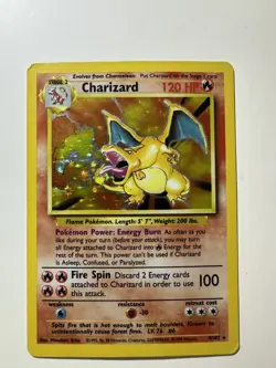 Charizard 4/102 Holo Rare Base Set Unlimited MP 1999 WOTC Vintage Pokemon TCG - Image 1