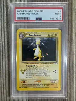 Ampharos - 1/111 Pokemon Neo Genesis Unlimited Holo Rare Card WOTC Vintage PSA 9 - Image 1