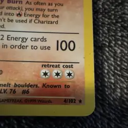 Wizards Pokemon TCG Charizard 4/102 Base Set Holo Rare 1999 English - Image 4