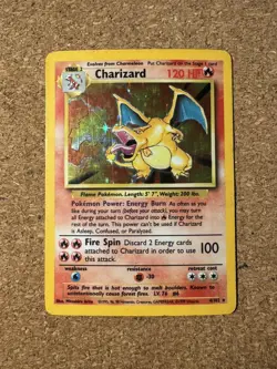 Pokemon TCG Charizard 4/102 Base Set Holo Rare 1999 English 120HP MP - Image 1
