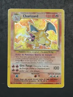 Pokemon Charizard 4/102 Base Set Holo Spanish DMG WOTC Vintage 1999 - Image 1