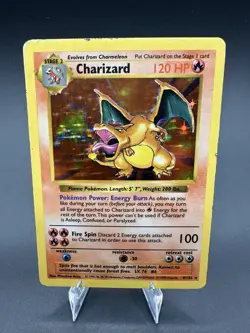 1999 Pokemon Base Set Shadowless Charizard Holo #4/102 (No Creases Or Folds) - Image 1