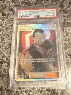 PSA 10 GEM MINT Pokemon Giovanni's Exile 67 2019 Sun Moon Hidden Fates Full Art - Image 1