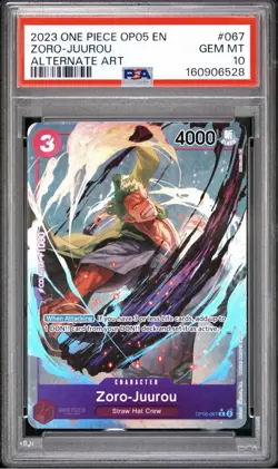 2023 ONE PIECE OP05-AWAKENING OF THE NEW ERA ALTERNATE ART ZORO-JUUROU PSA 10 - Image 1