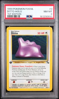 1999 POKEMON FOSSIL 1ST EDITION #3 DITTO-HOLO PSA 8 - Image 1