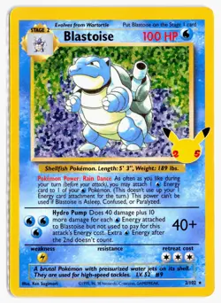 Blastoise 2/102 Celebrations: Classic Collection Pokemon Holo NM - Image 1