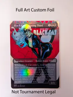 Black Cat, Cunning Thief Marvel Foil Custom sticker on bulk MTG Commander V6 - Image 1