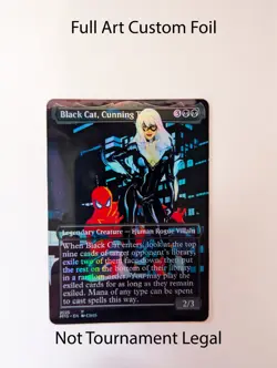 Black Cat, Cunning Thief Marvel Foil Custom sticker on bulk MTG Commander V2 - Image 1