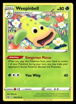 Weepinbell Uncommon 002/163 SWSH05: Battle Styles Pokemon Card - Image 1