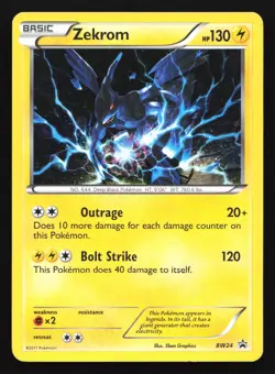 Pokemon Zekrom BW24 Black & White Cosmos Holo Black Star Promo MP - Image 1