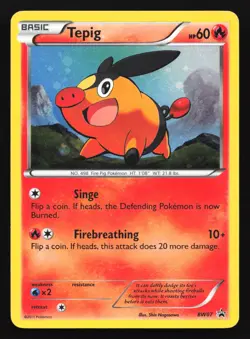 Pokemon Tepig BW07 Black & White Cosmos Holo Black Star Promo LP x2 SWIRLS - Image 1