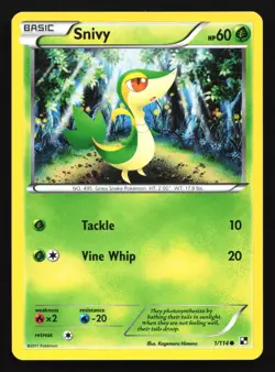 Pokemon Snivy 1/114 Black & White Cosmos Holo LP SWIRL - Image 1