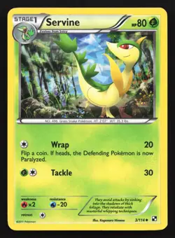 Pokemon Servine 3/114 Black & White Cracked Ice Holo MP - Image 1