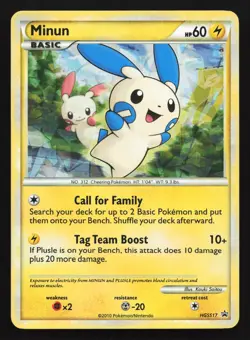 Pokemon Minun HGSS17 Cracked Ice Holo Black Star Promo MP - Image 1