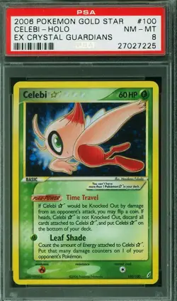 2006 POKEMON EX CRYSTAL GUARDIANS GOLD STAR #100 CELEBI HOLO PSA NM-MT 8 - Image 1