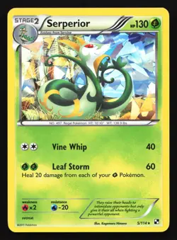 Pokemon Serperior 5/114 Black & White Cracked Ice Holo Rare LP - Image 1