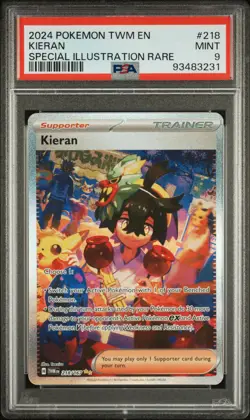 2024 POKEMON TWM EN-TWILIGHT MASQUERADE SPECIAL ILLUSTRATION RARE KIERAN PSA 9 - Image 1