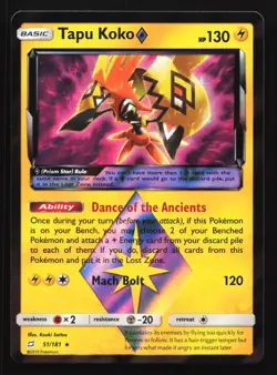 Pokemon Tapu Koko Prism Star 51/181 SM Team Up Ultra Rare Holo LP - Image 1