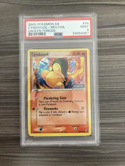 2005 POKEMON EX UNSEEN FORCES 54 CYNDAQUIL-REVERSE FOIL PSA 9 - Image 1