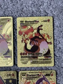 Pokemon Set of 10 Charizard Evo GX,EX, V & VMax Gold Foil Fan Art Cards - Image 5