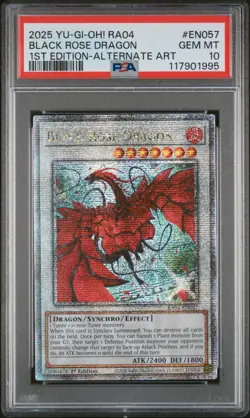 Yugioh! Black Rose Dragon Alt Art PSA 10 Quarter Century Rare Card RA04-EN057 - Image 1