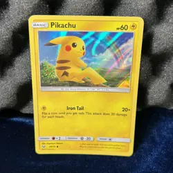 Pikachu Sun & Moon Shining Legends 28/73 Holo Pokemon Card - Image 1