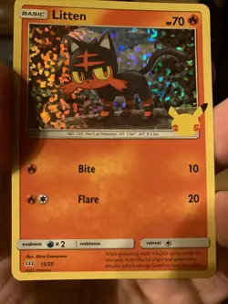 Pokemon Litten 15/25 Holo 25th Anniversary Mcdonalds Promo 2021 Card Nic!👀🔥 - Image 1