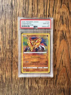 Pokemon TCG Zamazenta Vivid Voltage Holo Card 102/185 Amazing Rare Gem Mint 10 - Image 1