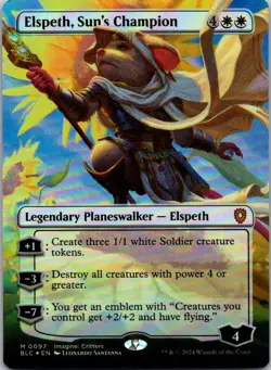 Magic the Gathering Foil Elspeth Sun's Champion Borderless Bloomburrow Commander - Image 1