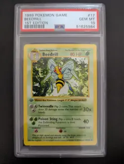 Pokemon TCG 1999 Beedril 1st Edition 017/102 Base Set PSA 10 Gem Mint - Image 1