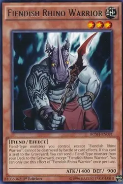 *** FIENDISH RHINO WARRIOR *** 1ST EDITION RARE BOSH-EN091 YUGIOH! - Image 1