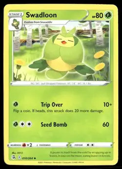 2021 Fusion Strike Set Pokemon Card 010 Swadloon NM - Image 1