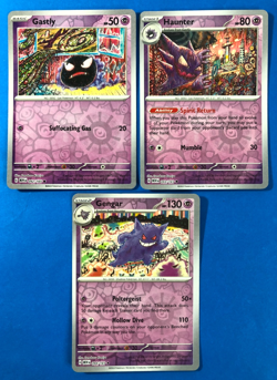 Gastly Haunter Gengar Pokemon 151 Card Lot - X3 Rev Holos - A223 Evolved - Image 1