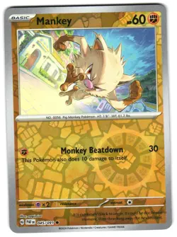 Mankey 045/091 Reverse Holo SV: Paldean Fates Pokemon TCG - Image 1