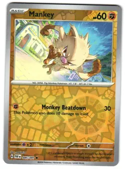 Mankey - 045/091 Reverse Holo SV: Paldean Fates Pokemon TCG - Image 1