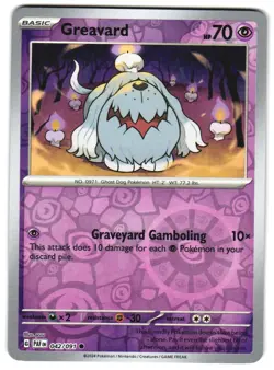 Greavard 042/091 Reverse Holo SV: Paldean Fates Pokemon TCG - Image 1