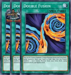 Yugioh! 3x Double Fusion DOOD-EN100 Super Rare 1st Ed NM - Image 1