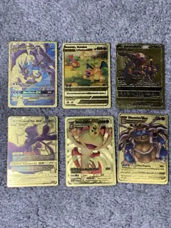 Pokemon Set of 6 MCharizard GX,Blastoise,VMax+++ Rare Gold Accent Fan Art Cards - Image 1