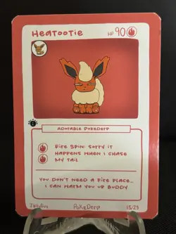 Pokederp Heatootie 15/25 - Flareon Pokemon Derpy Fan Art Card #Y - Image 1