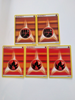 5 Pokemon Generations Energy Cards 3 Fire,2 Fighting LP - Image 1