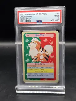 Pokemon Card 1995 Japanese Topsun Blue Back #58 Growlithe, PSA 9 Mint - Image 1