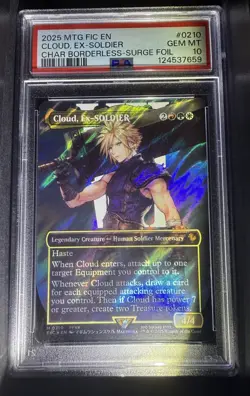 Cloud Ex-SOLDIER (Surge Foil) MTG: Final Fantasy (PSA 10 💎 Mint) - Image 1