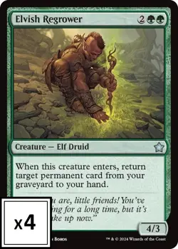 MTG (x4) Elvish Regrower (x4) Playset (Foundations U#104) NM/LP - Image 1