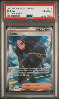 2023 POKEMON OBF EN-OBSIDIAN FLAMES ULTRA RARE #218 GEETA PSA 10 - Image 1