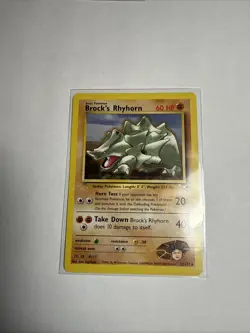 Pokemon TCG #111 Brock's Rhyhorn Rare Unlimited Gym Heroes Set 22/132 - Image 1