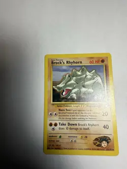Pokemon TCG #111 Brock's Rhyhorn Rare Unlimited Gym Heroes Set 22/132 - Image 2