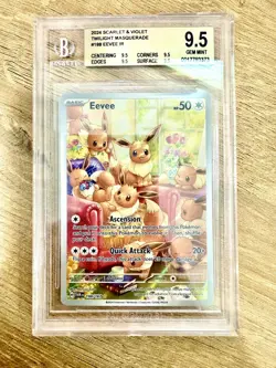 BGS 9.5 Pokemon 2024 Eevee 188 IR Scarlet & Violet Twilight Masquerade PSA 10 - Image 1