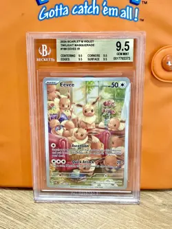 BGS 9.5 Pokemon 2024 Eevee 188 IR Scarlet & Violet Twilight Masquerade PSA 10 - Image 3