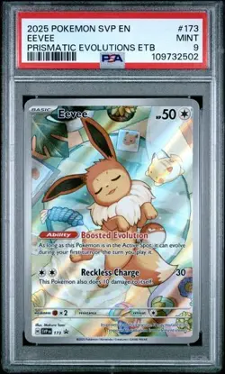 2025 POKEMON BLACK STAR PROMO #173 EEVEE PRISMATIC EVOLUTIONS ETB PSA 9 (2502) - Image 1