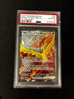 2025 POKEMON DRI EN TEAM ROCKET'S MOLTRES EX FULL ART ULTRA RARE 208/182 PSA 10 - Image 1